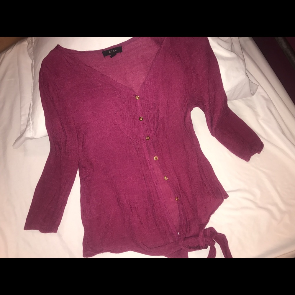 Fresh plum long sleeve blouse.